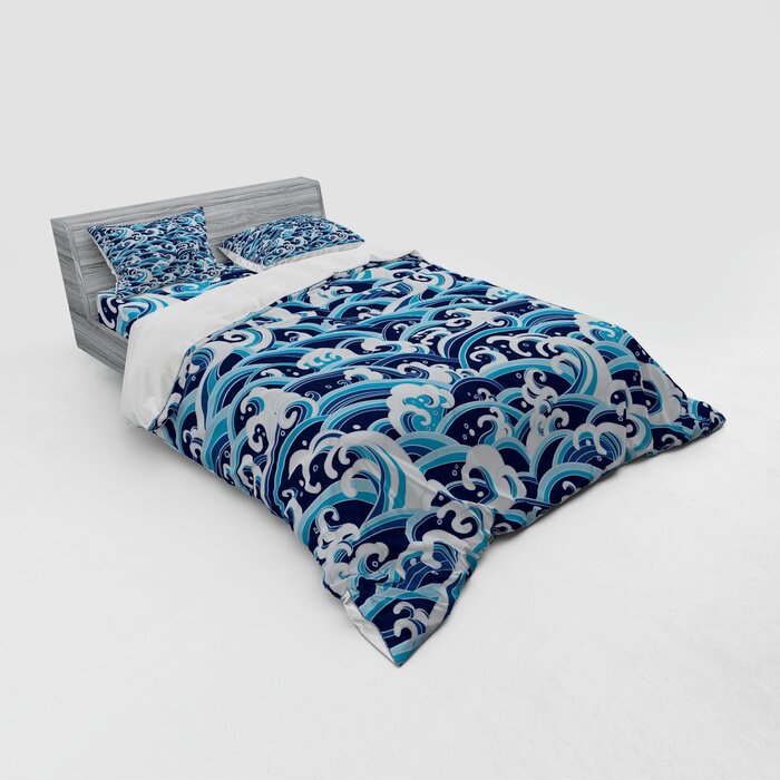 East Urban Home Japanese Wave Duvet Cover Set Wayfair