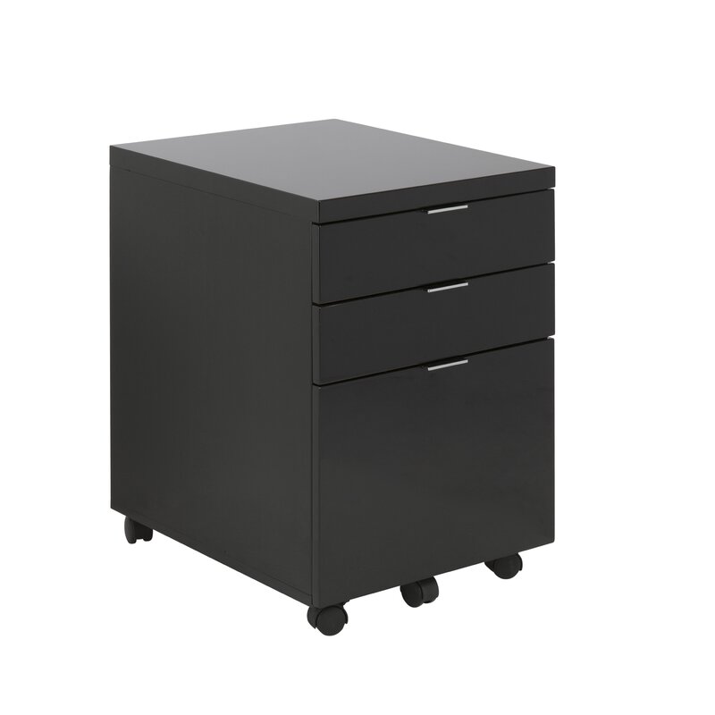 Inbox Zero Gilbert 3 Drawer File Cabinet In Black Wayfair