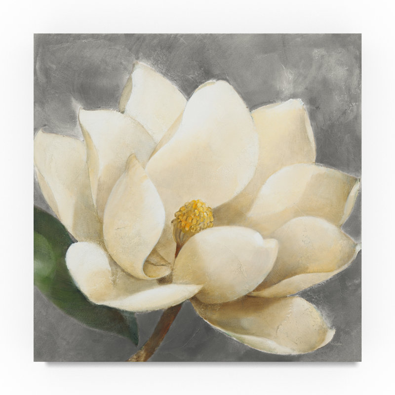 Trademark Art Magnolia Blossom On Grey Acrylic Painting Print On
