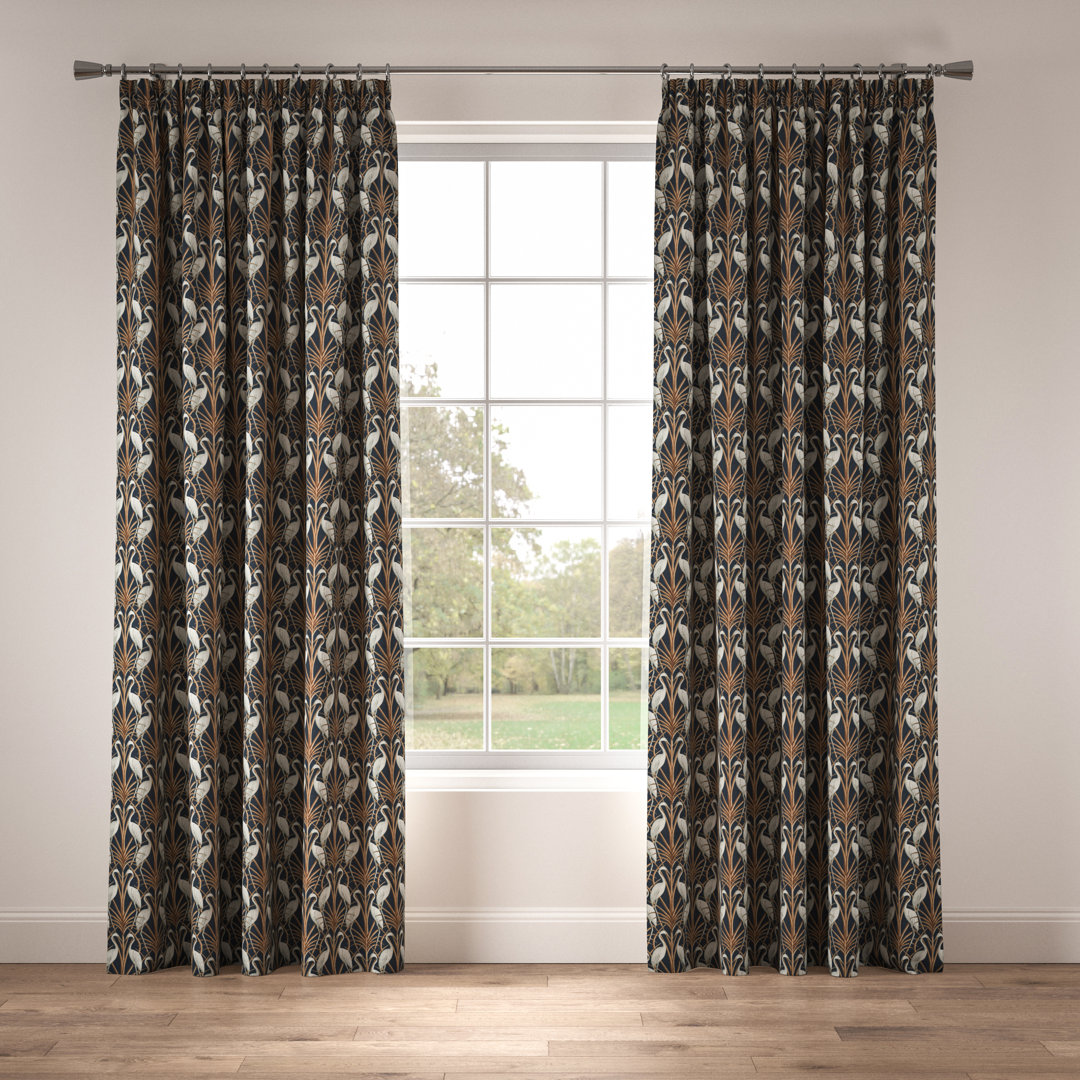 Nouveau Heron Pencil Pleat Room Darkening Thermal Curtains