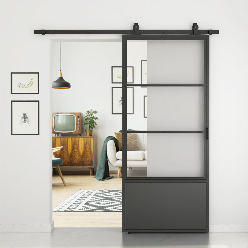 Calhome Glass Barn Door with Installation Hardware Kit | Wayfair