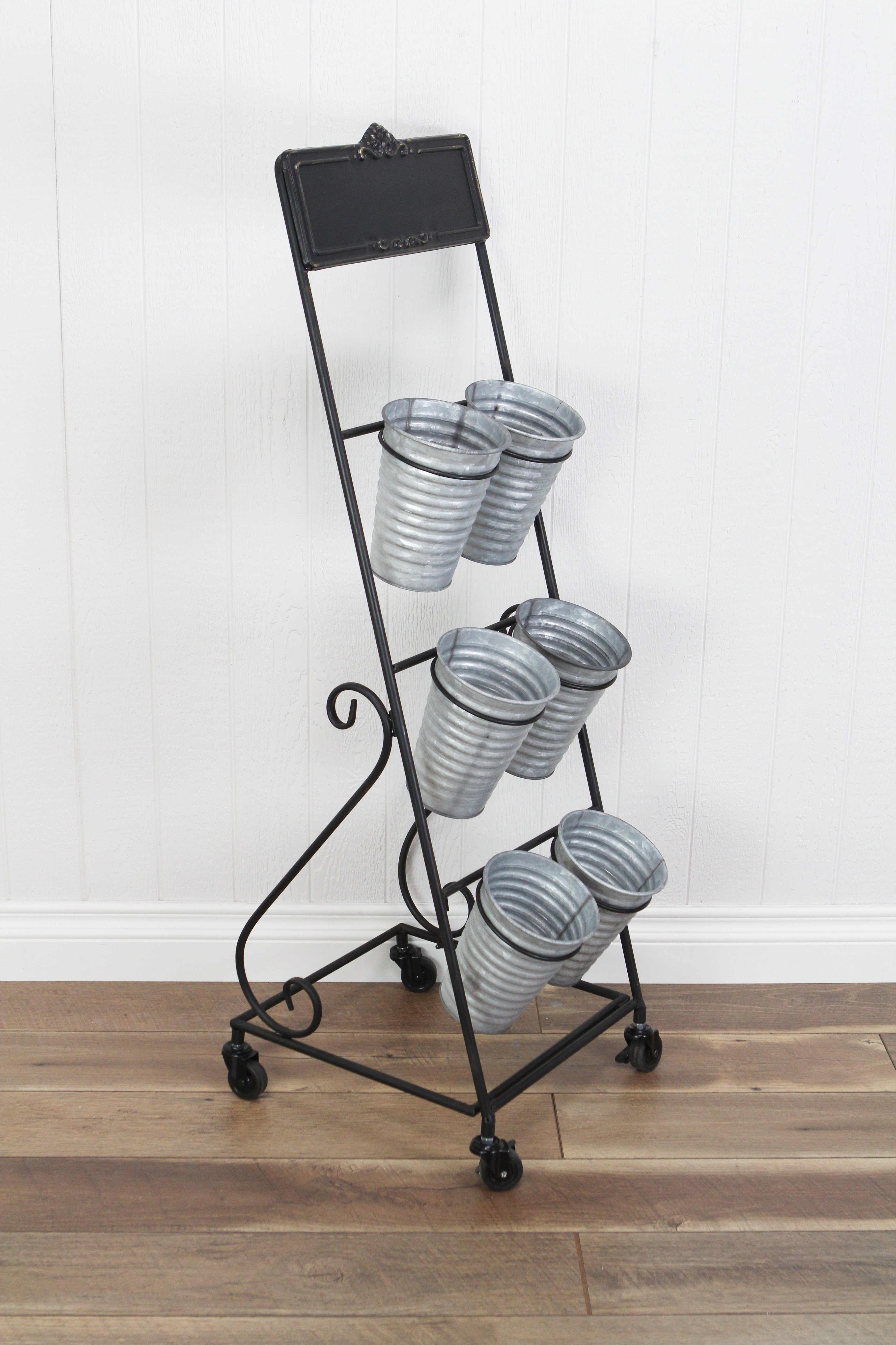 wayfair standing planter on Gracie Oaks Priston Rolling Cart Barrel Planter Reviews Wayfair