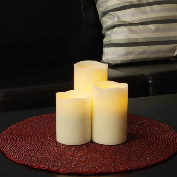 Soft Glow Flicker with Warm White LED 5-Hour Timer Feature Red Color The Gerson Company 3 D x 6 H Wick R Wax Candle with Galaxy Effect