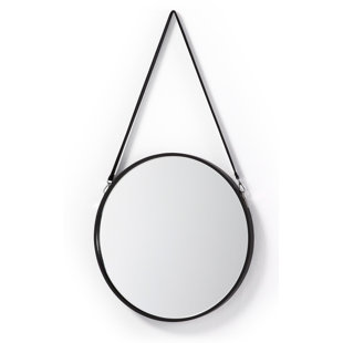 Round Mirror Leather Strap Wayfair Co Uk Round Accent Mirror