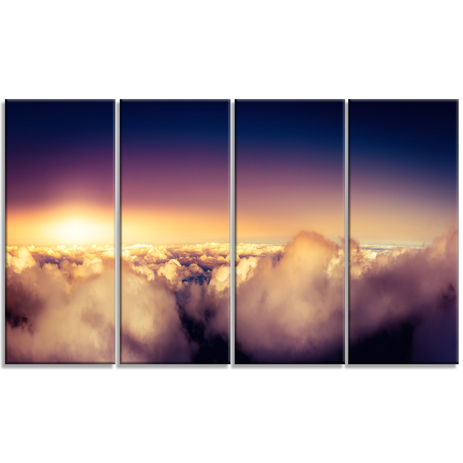 Designart Blue Sky Over Clouds Panorama 4 Piece Wall Art On Wrapped Canvas Set Wayfair