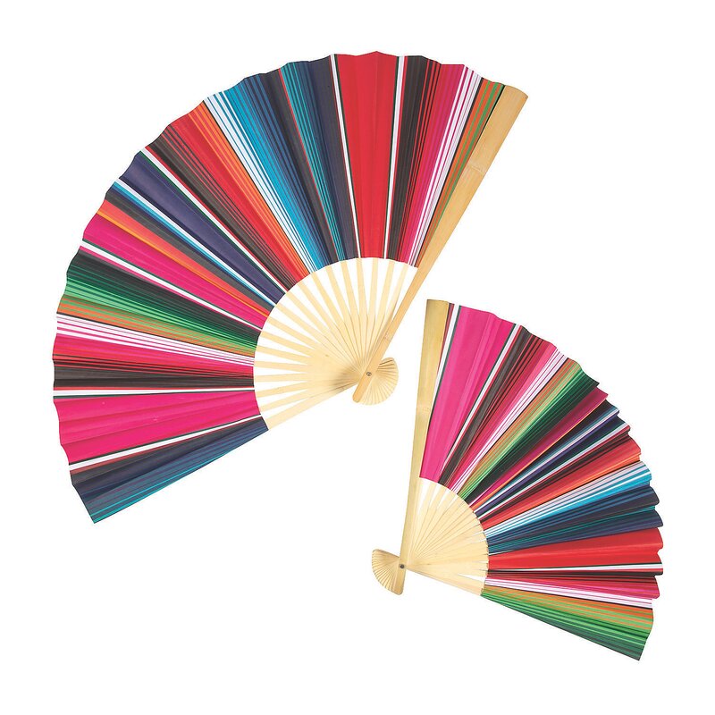 Jumbo Cinco De Mayo Bamboo Paper Hanging Fans - Party Decor - 2 Pieces