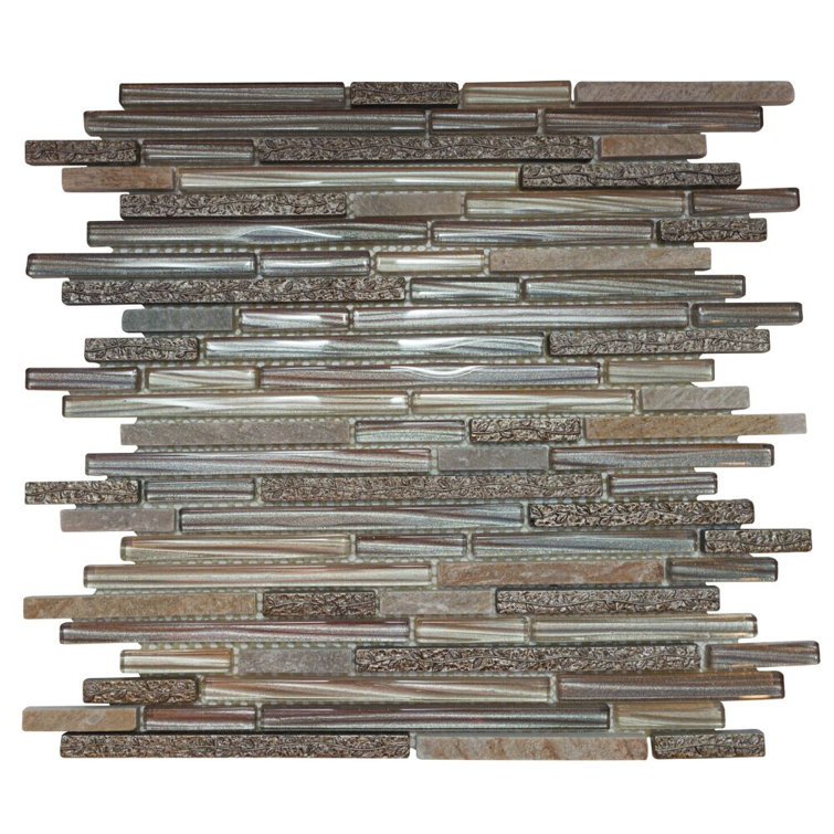 The Tile Life Garden 12" X 12" Natural Stone And Glass Mosaic Tile Sheet