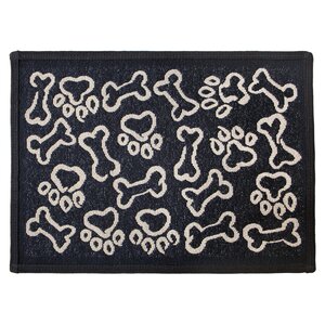 PB Paws & Co. Black / Sand Puppy Paws Tapestry Area Rug