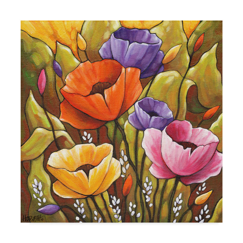 Winston Porter Flowers And Leaves Acrylic Painting Print On
