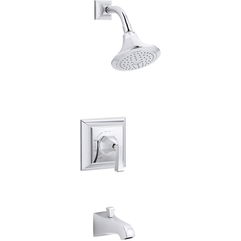 Kohler Memoirs Stately Rite Temp Bath And Shower Valve Trim With Deco Lever Handle Spout And 2 5 Gpm Showerhead Wayfair
