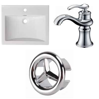 1 Hole Ceramic Rectangular Undermount Bathroom Sink With Faucet