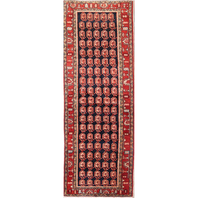 Isabelline One Of A Kind Alegre All Over Ardebil Persian Hand Knotted Runner 4 5 X 13 4 Wool Blue Red Area Rug Wayfair