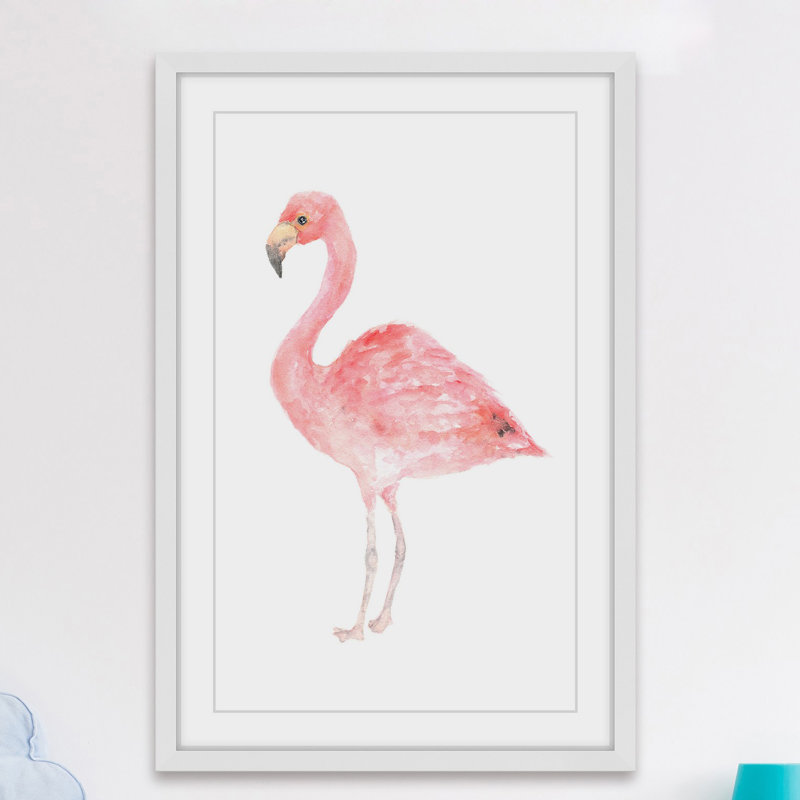 Pale Pink Flamingo By Thimble Sparrow Framed Painting Print