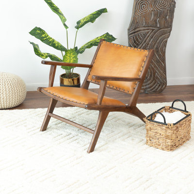 Aliziah 26" Wide Top Grain Leather Lounge Chair
