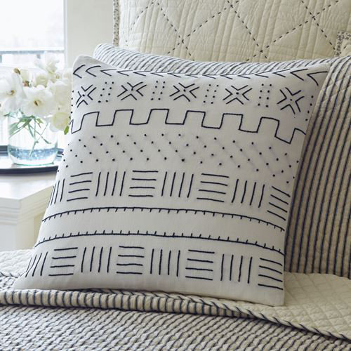 Taylor Linens Mudcloth Embroidered Porch Linen Down Geometric