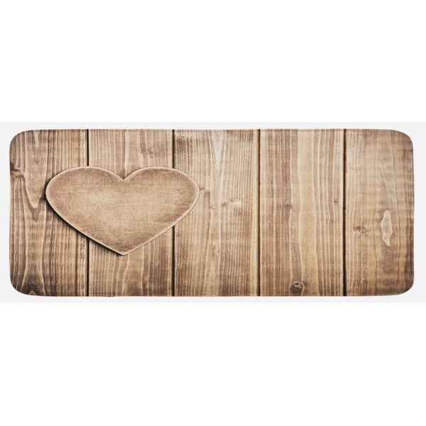 East Urban Home Rustic Heart Over Wooden Planks Background Lovers