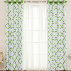 Josh Geometric Semi-Sheer Thermal Grommet Single Curtain Panel