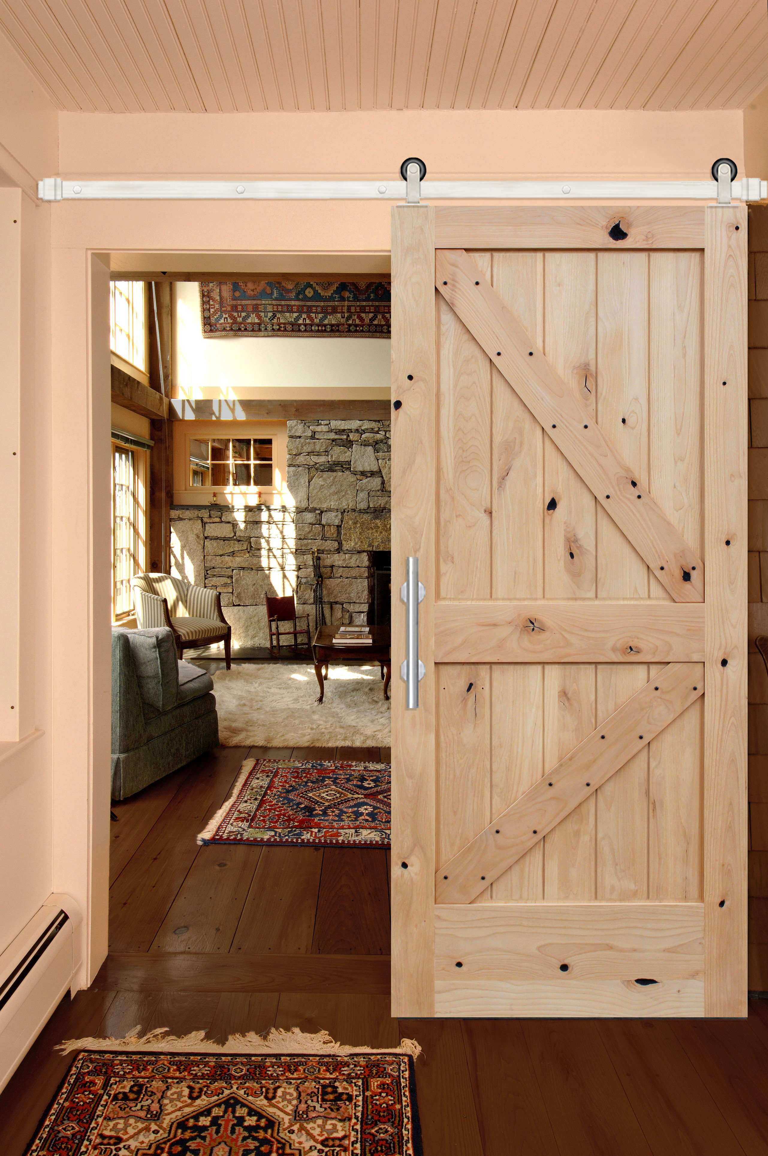 Creativeentryways Paneled Wood Unfinished Barn Door With