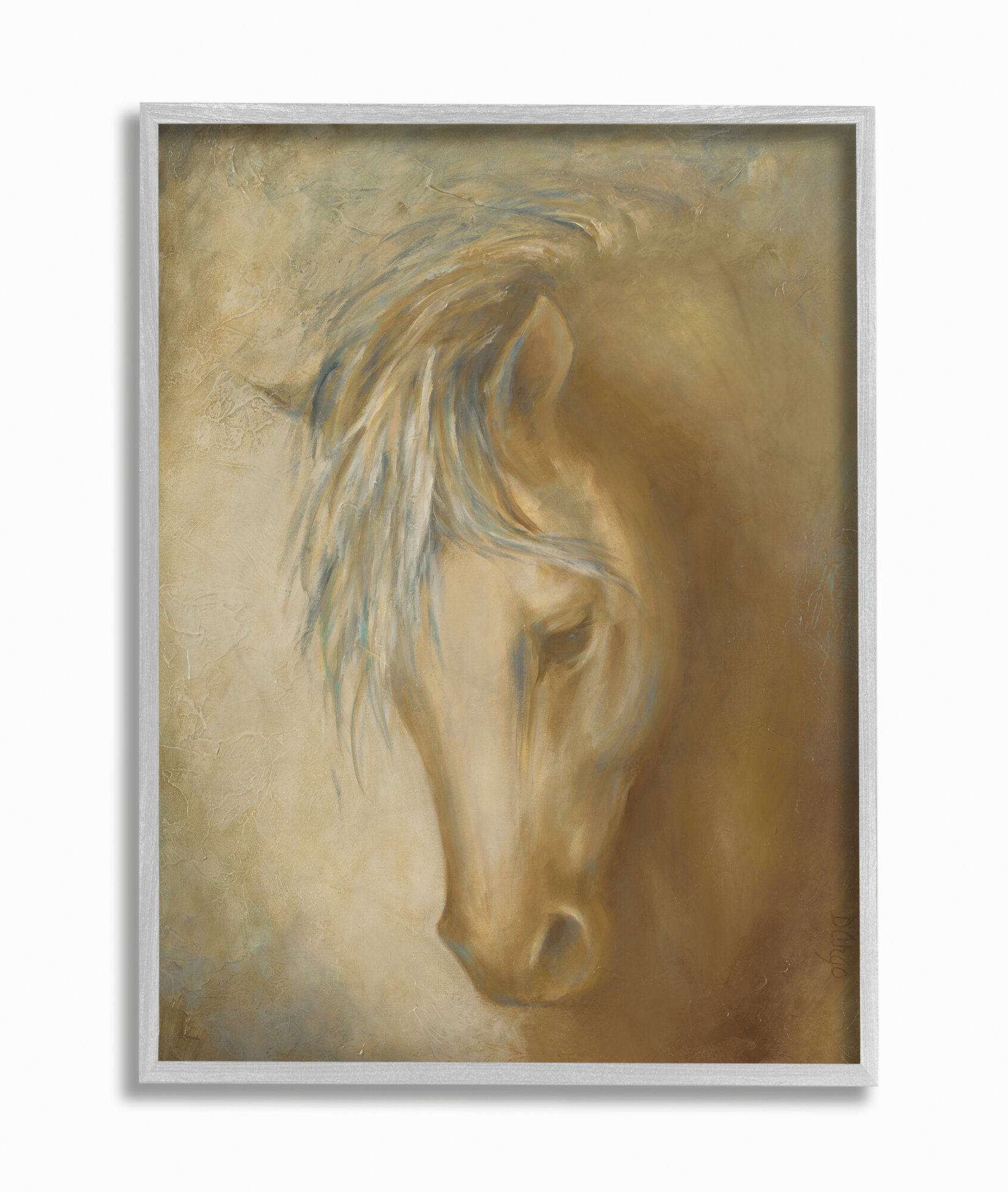 Gracie Oaks Horse Portrait Blue Yellow Animal - Painting | Wayfair