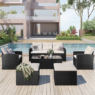Keyira Wicker/Rattan 7 - Person Seating Group with Cushions by Red Barrel Studio®
