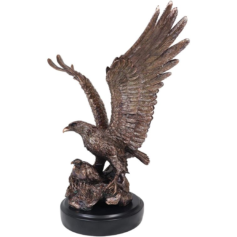 Ebros Gift 9 Tall Faux Bronze Resin Rustic Wildlife Animal Family Head Bust Figurine With Black Pedestal Stand Desktop Countertop Shelf Decorative Collectible Statues American Bald Eagle and Eaglet