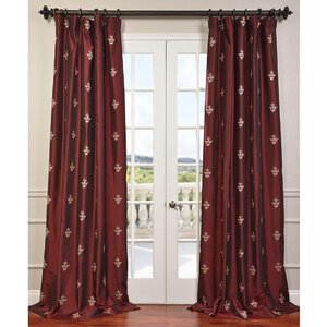 Trophy Syrah Embroidered Faux Silk Taffeta Curtain