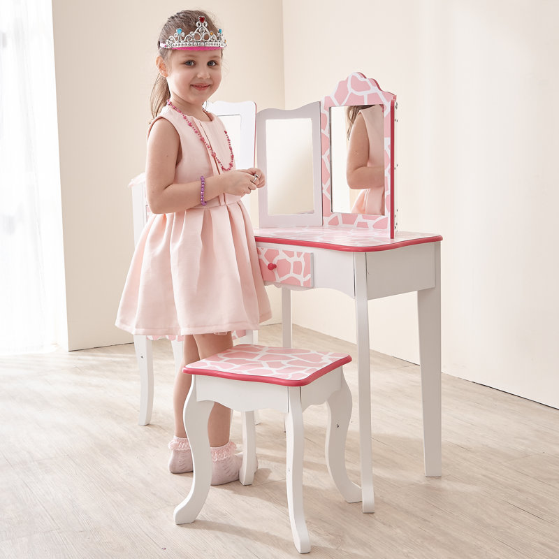 gisele vanity table and stool set with mirror