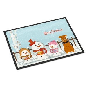 Merry Christmas Carolers Airedale Doormat