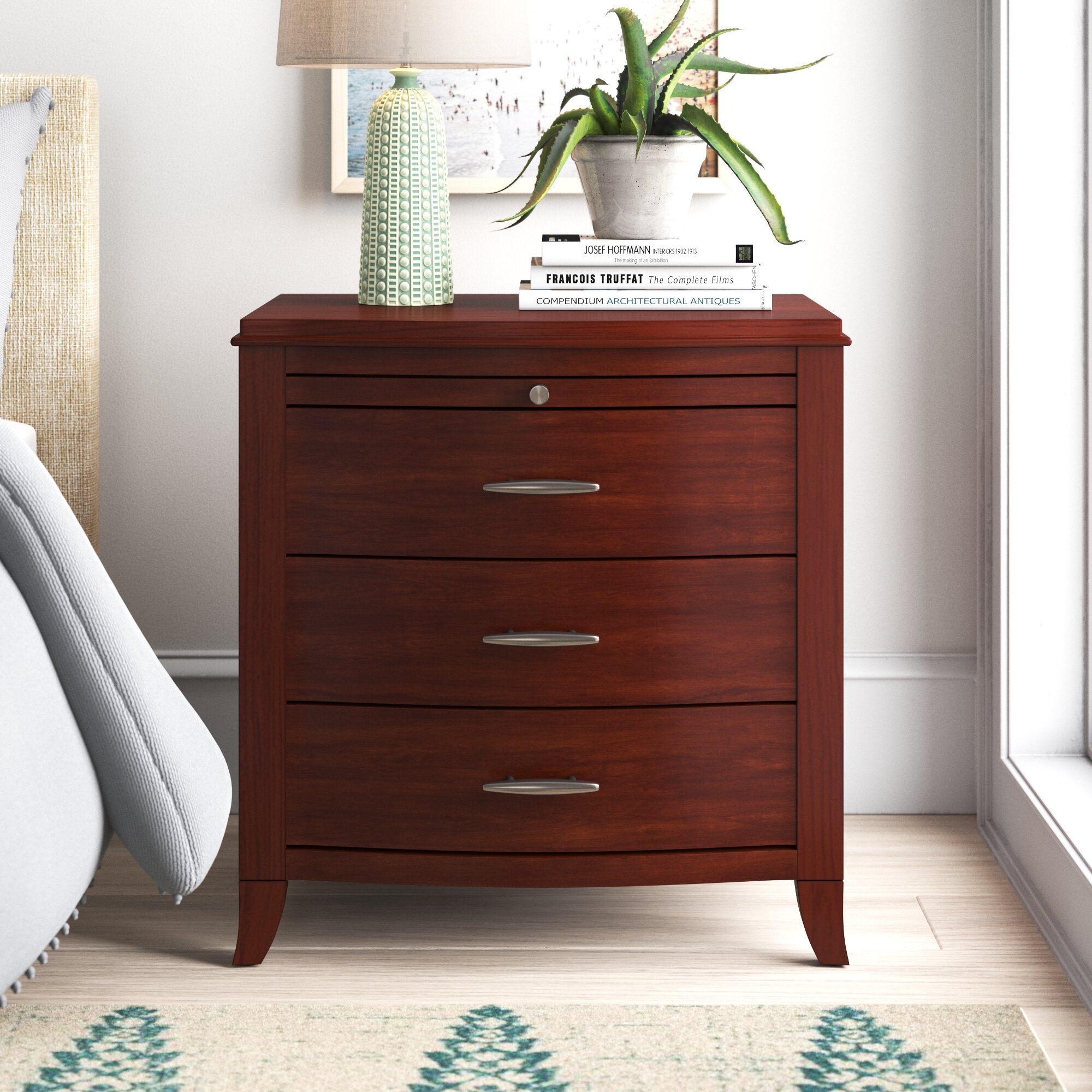 Sauder Parklane Nightstand furniture bedroom table  drawer Cinnamon Cherry new 