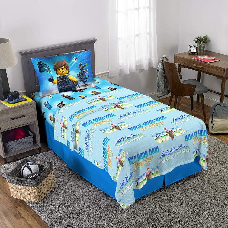 LEGO Blue Microfiber 3 Piece Coverlet 