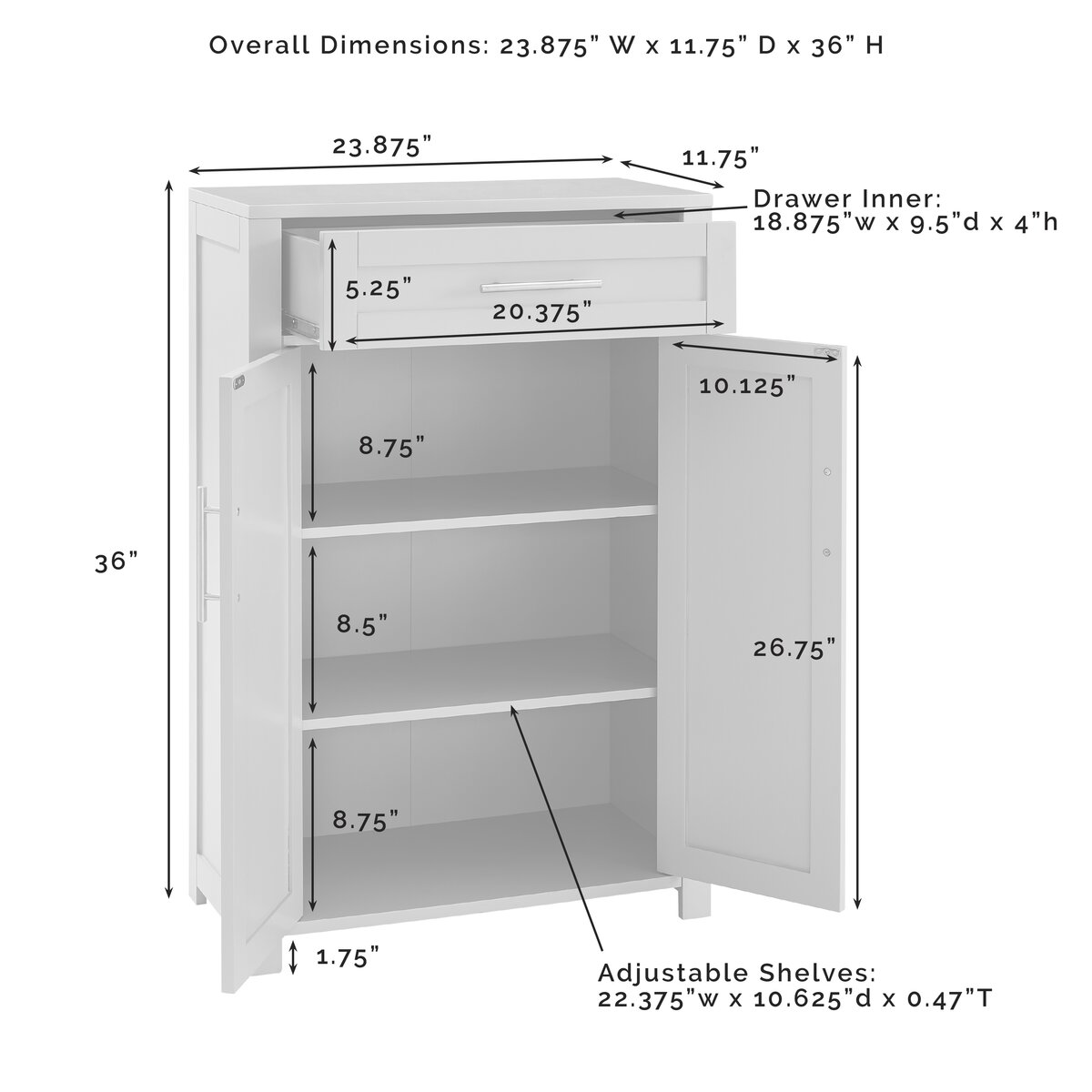 Three Posts™ Allura 23.88'' W x 36'' H x 11.75'' D Free-Standing ...