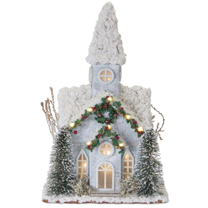 The Holiday Aisle Church With Lights And Timer 14 H Wood Plastic