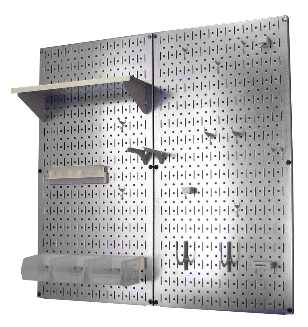 VonHaus 44 Piece Pegboard Wall Mounted Panel Set Garage Tool Storage Organizer