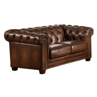 Go to store & view more images Canora Grey Dusty Leather Chesterfield Loveseat