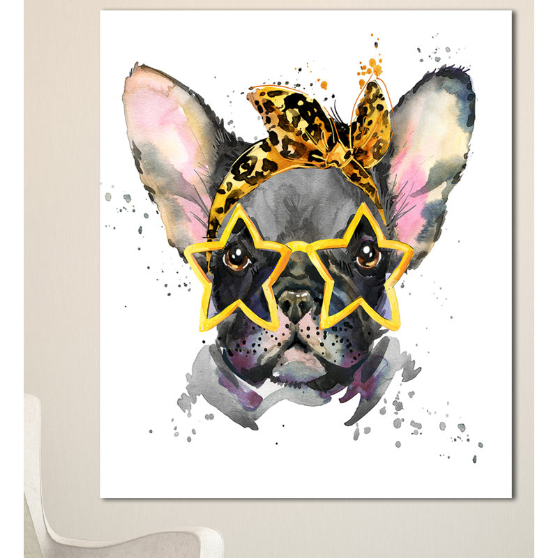 french bulldog with glasses painting