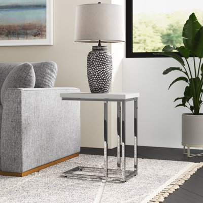 Alhamdi 2 Piece Sofa Side Table – Modern C Shaped End Tables – Laptop Trays or Compact Bedside Nightstands – Space Saving Furniture