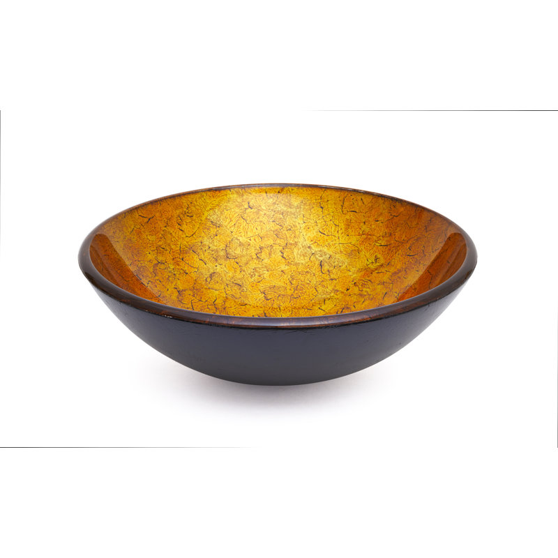 GS-016 Feather Glass Circular Vessel Bathroom Sink