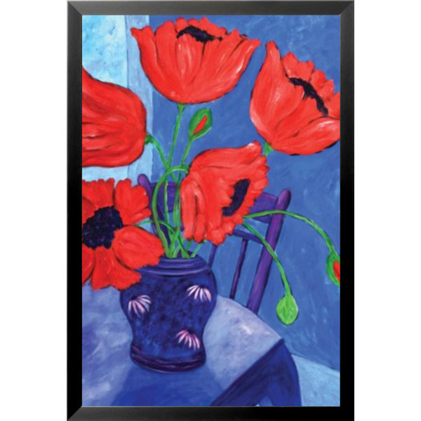 Buy Art For Less Poppies In A Blue Room Poster By Brendan Loughlin Framed Painting Print Wayfair