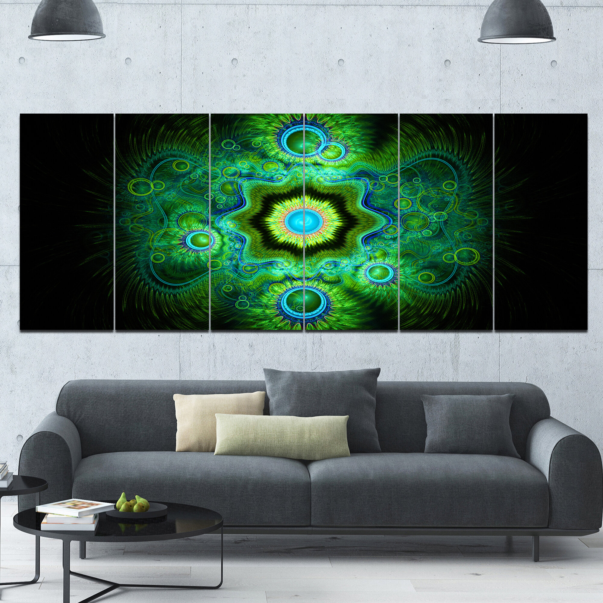 DesignArt Cabalistic Bright Green Texture - Graphic Art on Canvas | Wayfair