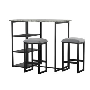 Elegant Kitchen Table Bars denham 3 piece gray pub table set