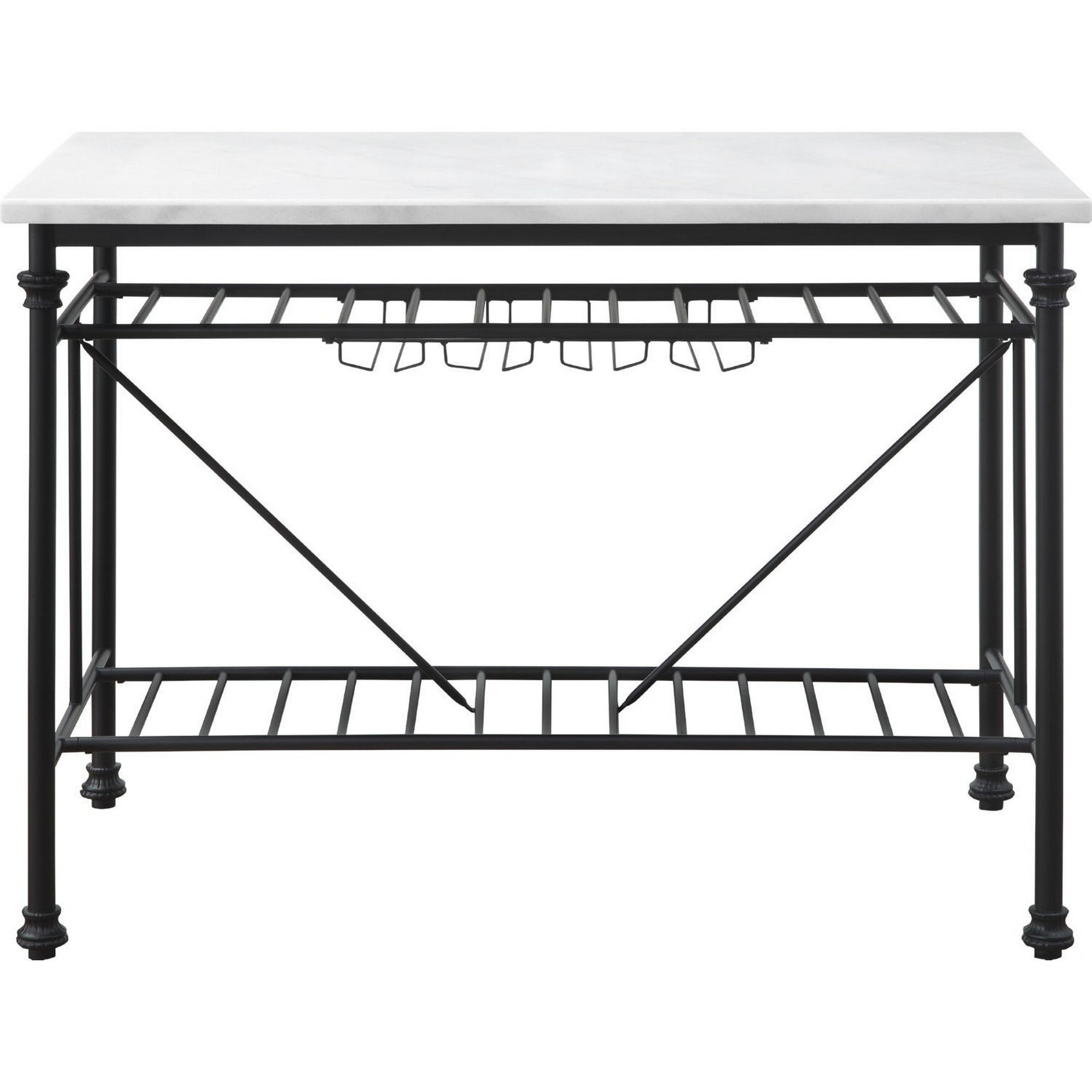 Darby Home Co Ogilvie 50'' Wide Rolling Kitchen Island with Marble Top