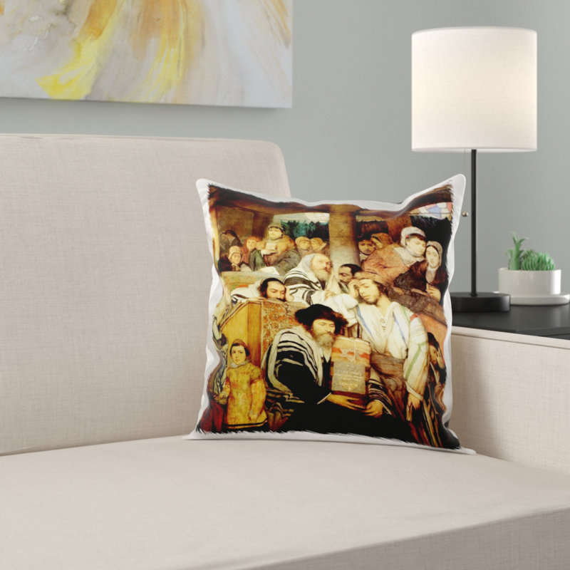 East Urban Home 1878 Painting Of Jews Praying On Yom Kippur Pillow