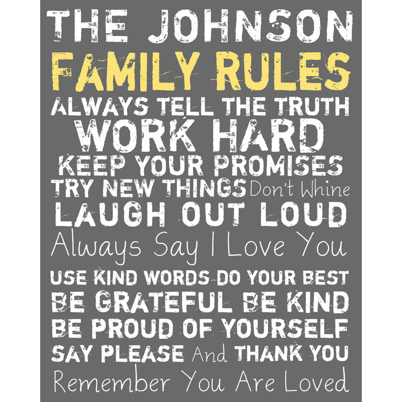 Ptm Personalized Family Rules Picture Frame Textual Art Print On Canvas Wayfair