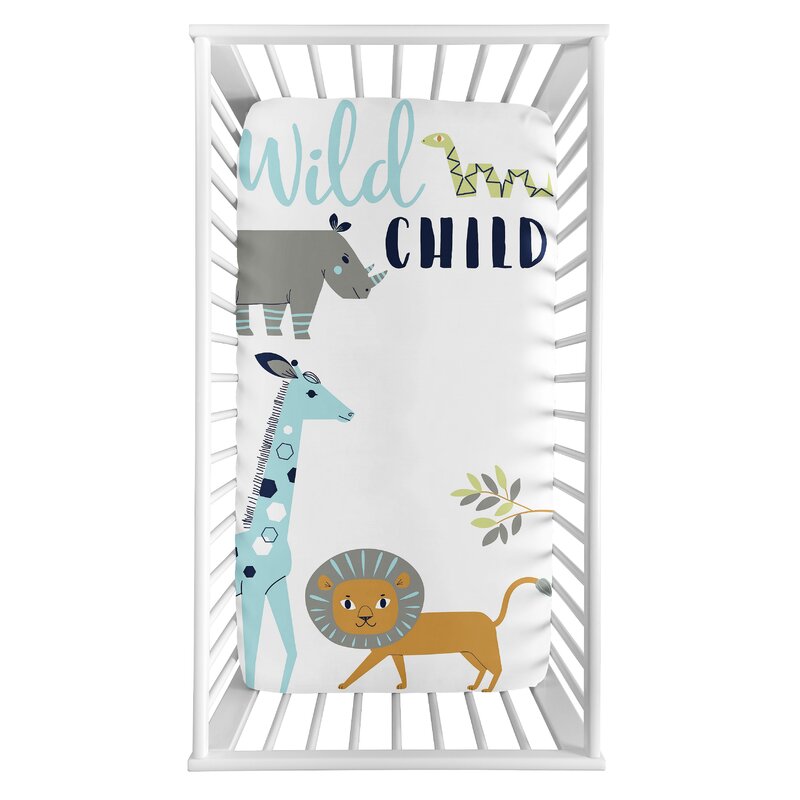 Sweet Jojo Designs Mod Jungle  Animal Photo Fitted Crib 