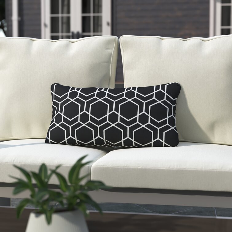 Black Outdoor Throw Pillows Rectangle Set of 2 