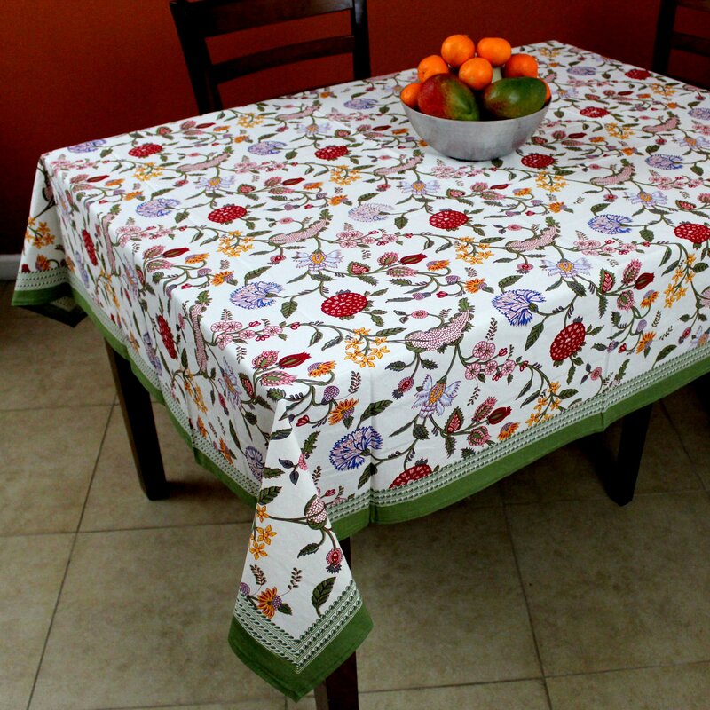 August Grove® Erdem Block Print Cotton Tablecloth | Wayfair