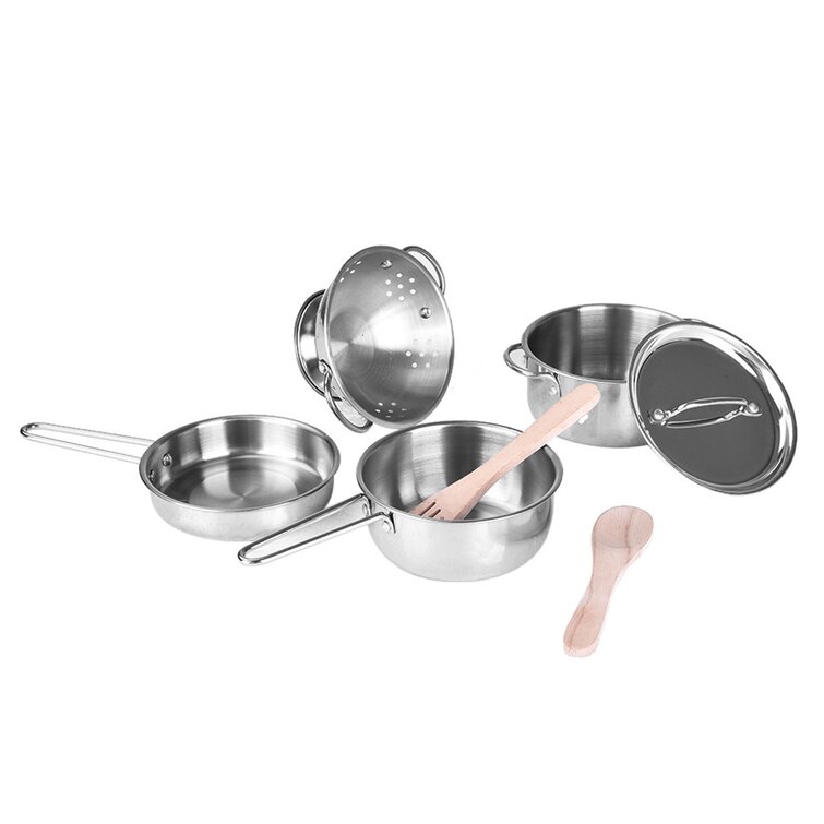 7 Pcs  Kids Pretend Play Toy Set  Stainless Steel Kitchen Cooking Utensils Gift 