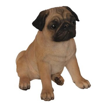 Lifelike Pot Pal Hanging Pug Puppy Pooch Dog Statue 6.5"H Pugs With Glass Eyes 
