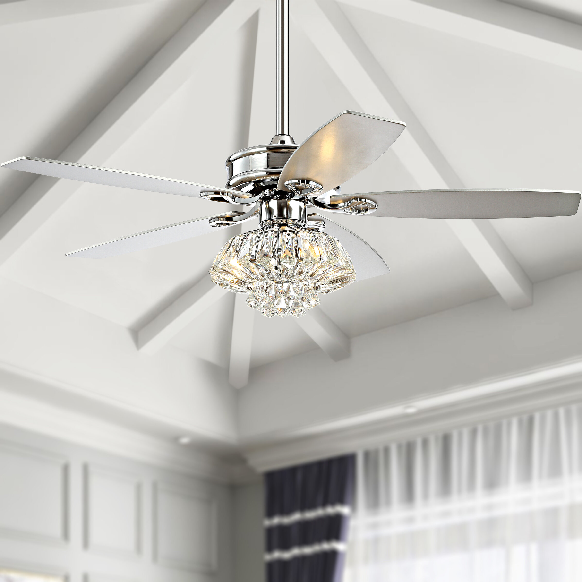 Rosdorf Park 48 Chenut 5 Blade Crystal Ceiling Fan With Remote Control And Light Kit Included Reviews Wayfair