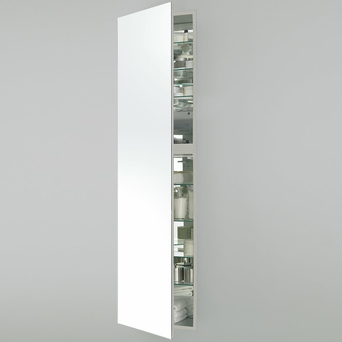 M Series Recessed Or Surface Mount Frameless Medicine Cabinet With 3 Adjustable Shelves And Led Lighting